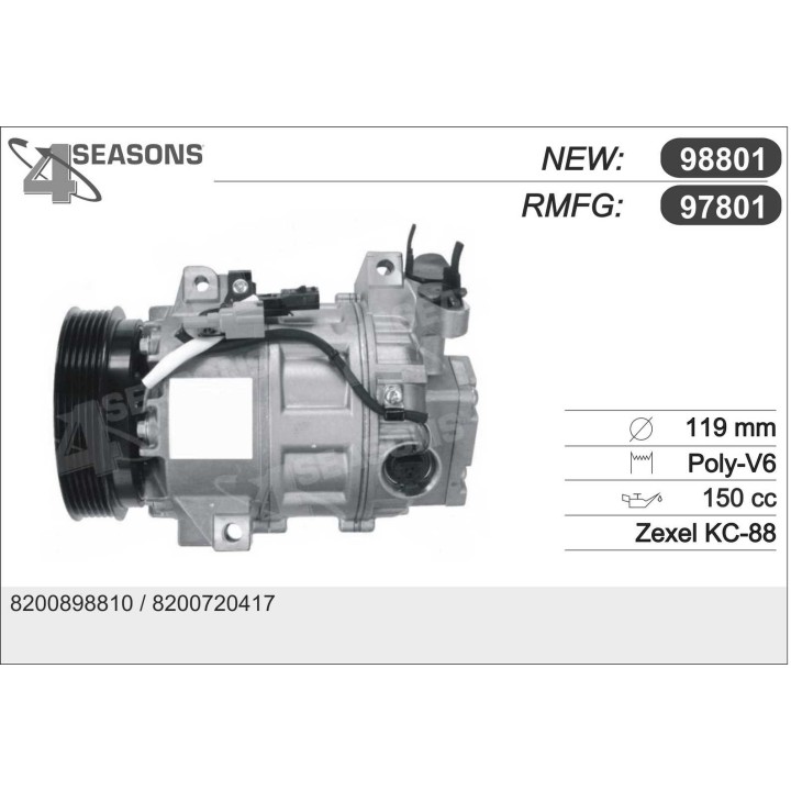 97801  COMPRESOR NUEVO RENAULT LAGUNA III 1.5 DCI 07-