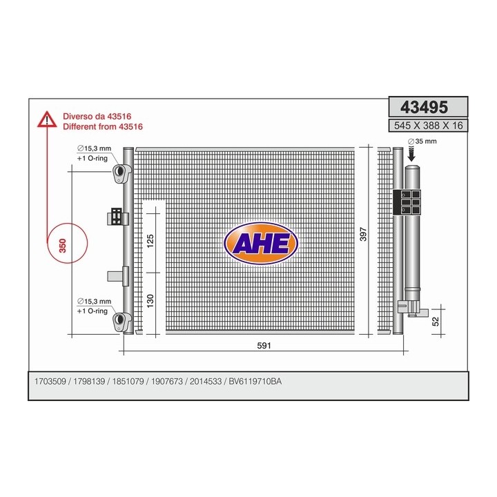43495/O  COND FORD Focus III/C-Max 1.0Turbo/1.6/1.6TDCi 10-