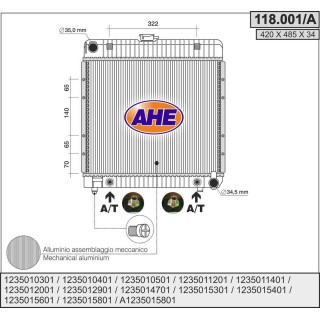 118001/A  RAD MERCEDES C123 230 C/CE-280C/CE AT