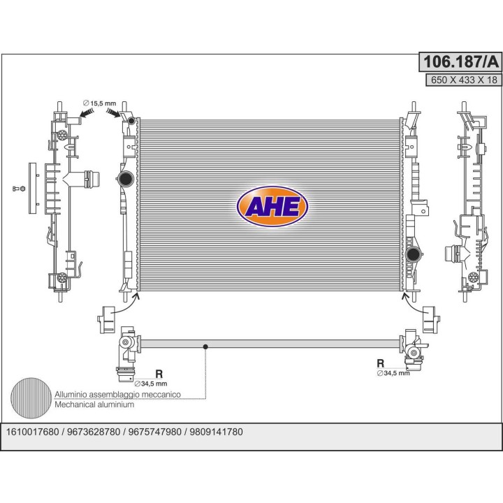 106187/A  RAD.CITROEN/PEUGEOT/TOYOTA/C4/308/Traveller AT 13-