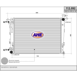 112092  RAD HYUNDAI ix35/KIA Sportage IV 1.6/2.0 +/-AC M/A