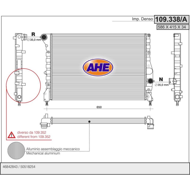109338/A  RAD ALFA ROMEO 147 1.9 JTD 8V/16V M +/- AC