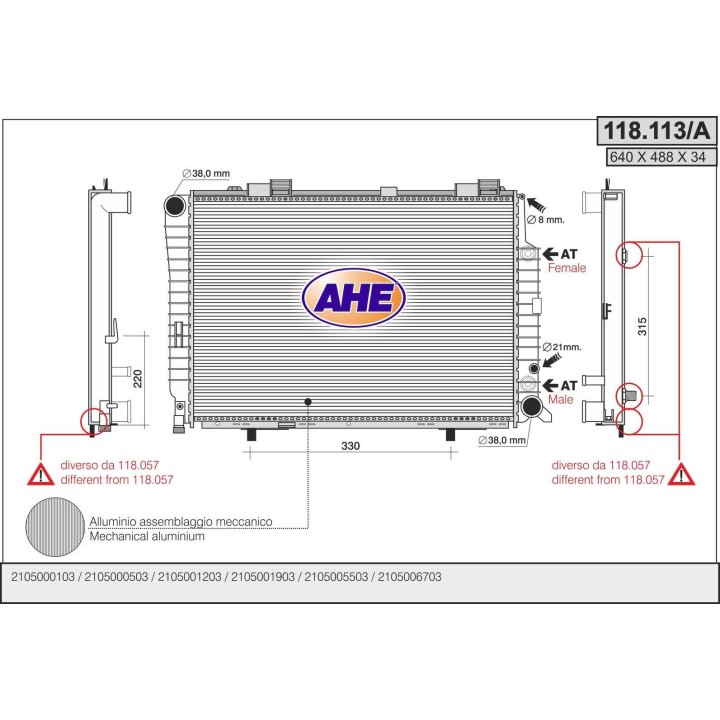 118113/A  RAD MERCEDES W210 E 300 D-E420- 430   M/AT   +/- AC