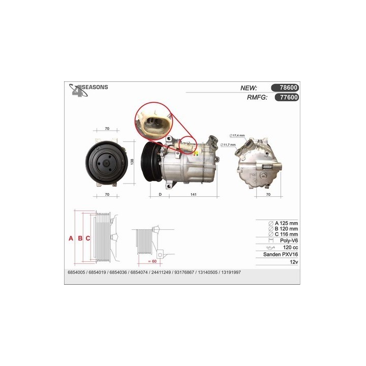 77600  COMPRESOR  OPEL VECTRA