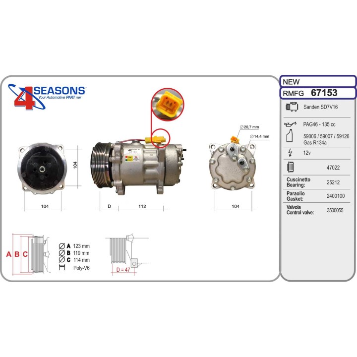 67153  COMPRESOR  PSA  MOT 2.0 HDI 110 CV