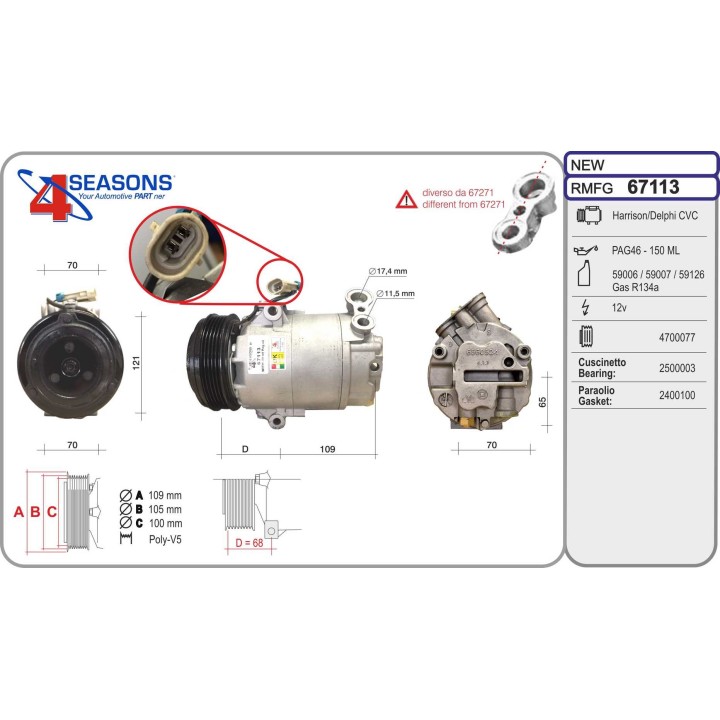 67113  COMPRESOR  OPEL ASTRA G 1.4/1.6 L