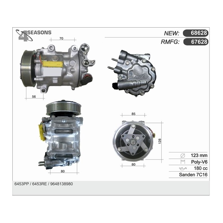 67628  COMPRESOR  PSA C5 II / 407 2.0 HDI 04-