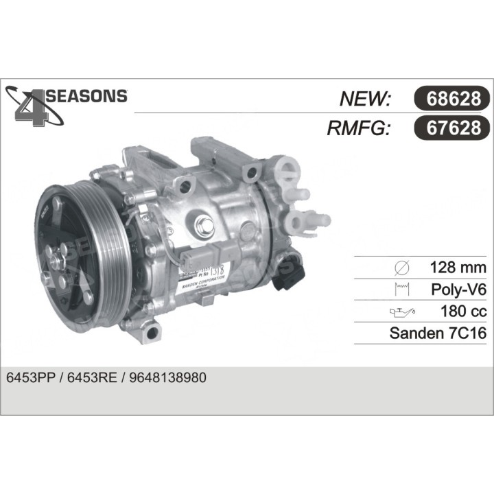 67628G  COMPRESOR  PSA C5 II / 407 2.0 HDI 04-