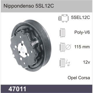 47011  EMBRAGUE COMPRESOR DENSO 5SL12C 12V PV6