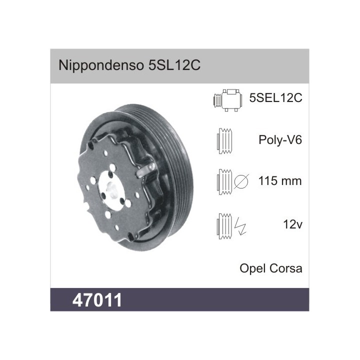 47011  EMBRAGUE COMPRESOR DENSO 5SL12C 12V PV6