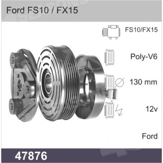 47876  EMBRAGUE COMPRESOR FORD FS10 / FX15 12V PV6