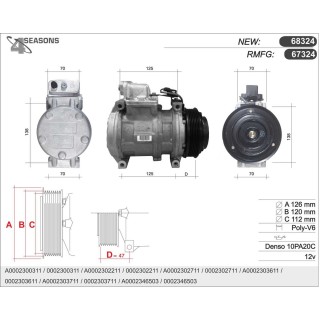 67324  COMPRESOR  MERCEDES BENZ W140 POLY V6