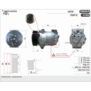57869  COMPRESOR  RENAULT LAGUNA MEGANE CLIO