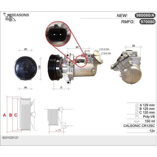 970080  CL CR12SC A/D PV6 125MM ST15 12V V-B