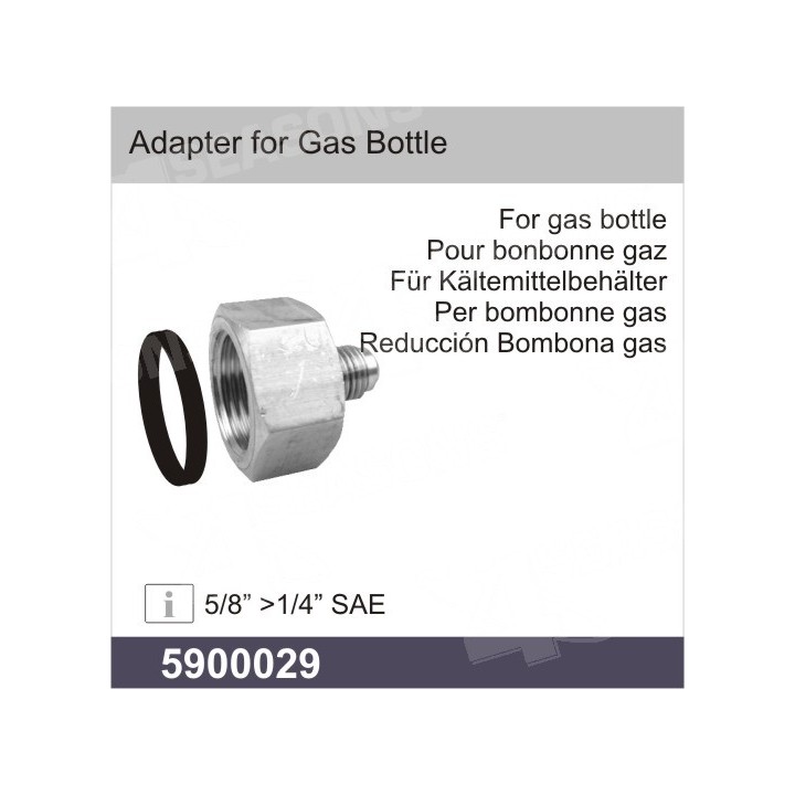 5900029  ADAPTER FOR GAS 134 BOTTLE 5/8  1/4 SAE  MEDIDA ROSCA HEMBRA 20MM  ROSCA MACHO 11MM
