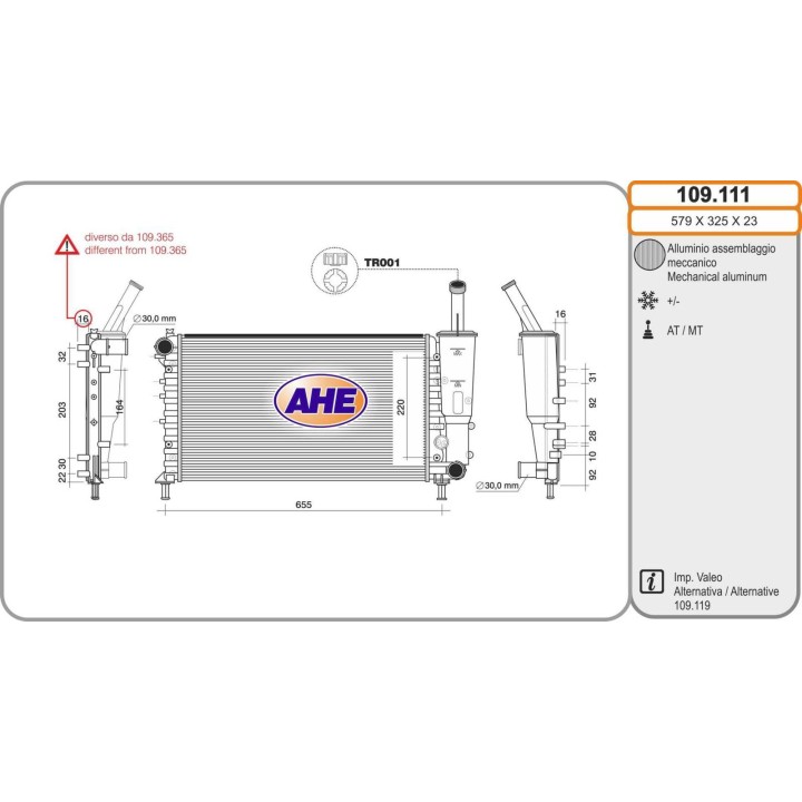 109111  RAD FIAT PUNTO II 1.2 8/16V 1 serie