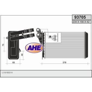 93705/O  HEATER CORE AUDI A3/BORA/BEETLE