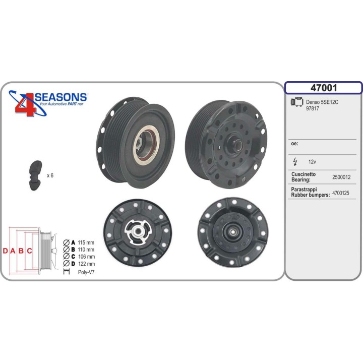47001  Frizione/PLATO EMBRAGUE CMP 97817 Denso 5SE12C