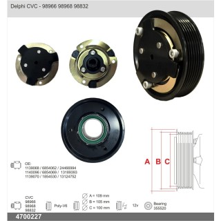 4700227  Frizione per compressore Delphi CVC  98966 98968 9