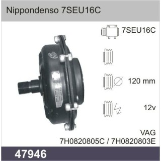47946  COMPRESSOR CLUTCH DENSO 7SEU16C 12V DIRECT