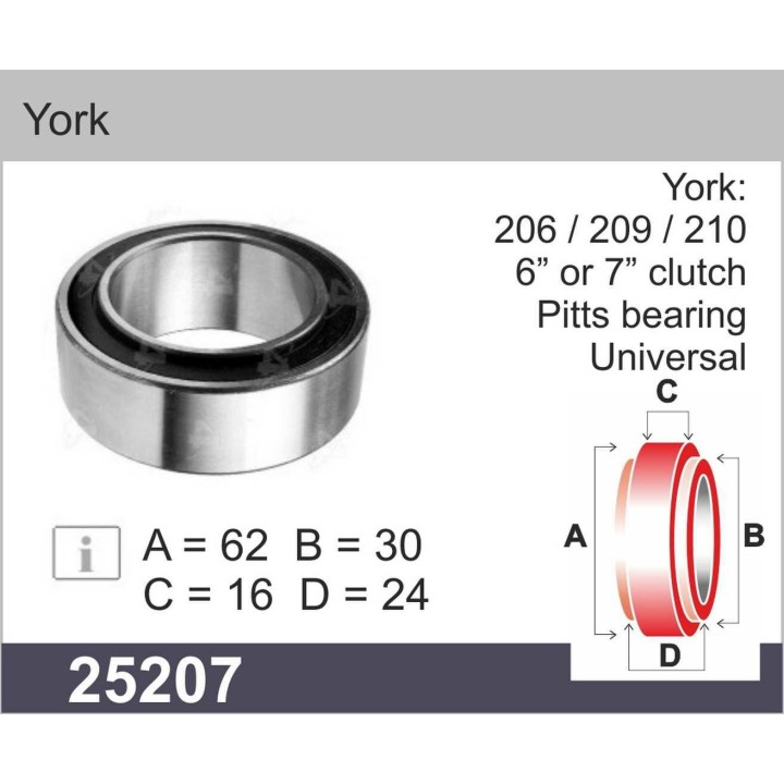 25207  RODAMIENTO YORK   62 X 30 X 16 X 24