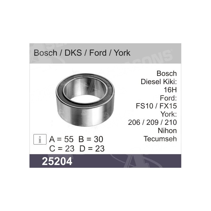 25204  RODAMIENTO FORD YORK DKS 55 X 30 X 23