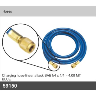 59150  Charging hose-linear attack SAE1/4x1/4 BLUE mt 4,0