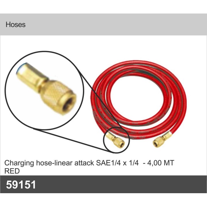 59151  Charging hose-linear attack SAE1/4x1/4 RED mt 4,0