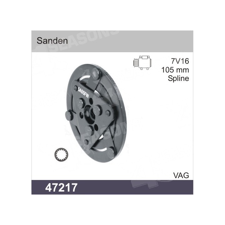 47217  PLATO EMBRAGUE HUB SANDEN 7V16