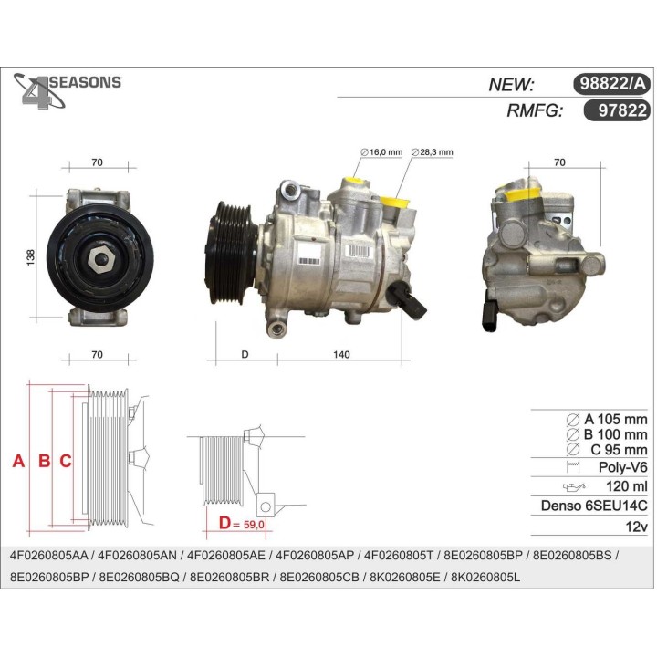 97822  CMP  AUDI A4 / A6 TFSI / TDI 04-