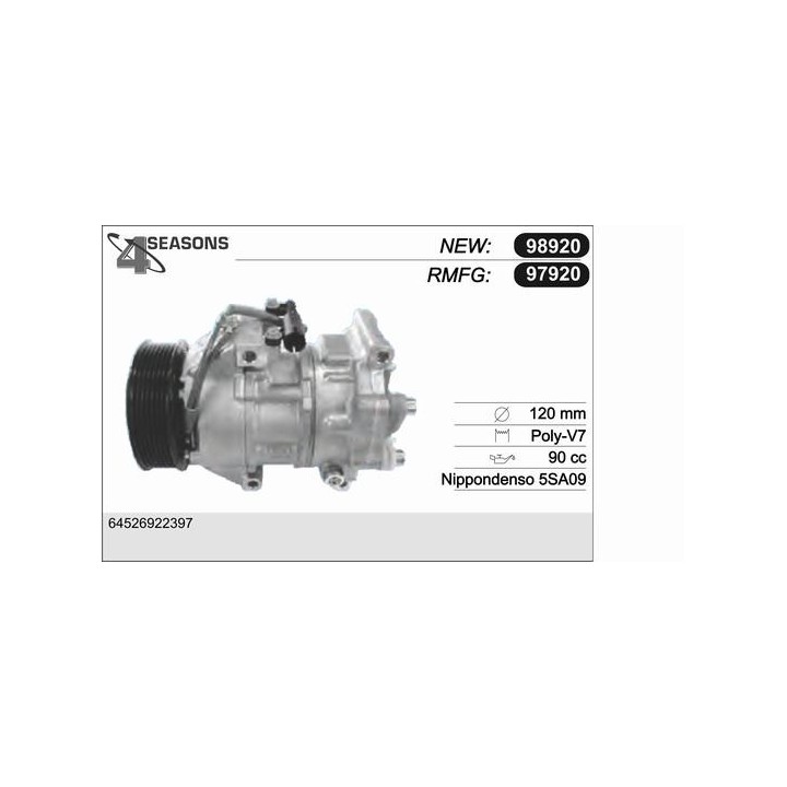 97920NO  COMPRESSOR ORIGINAL NEW BMW MINI COOPER W/ DENSO