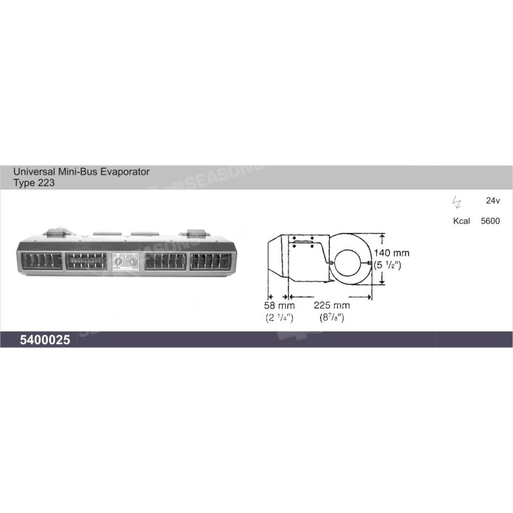 20310503  EVAPORADOR COMPLETO 12V 805X344X142MM