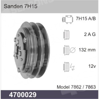 4700029P  COMPRESSOR CLUTCH SANDEN SD 7H15 CHAVETA