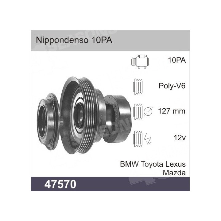 47570  EMBRAGUE COMPRESOR DENSO 10PA 12V PV6