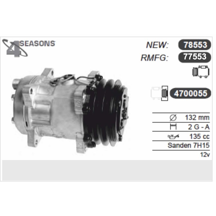 77553  ORIGINAL SD 7H15 2A 132MM 12V H-O R (KG)