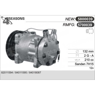 5700039  COMPRESOR NUEVO AFTERMARKET SANDEN SD7H15 12V  2 GR