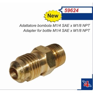 59624  Adattatore bombola M1/4 SAE x M1/8 NPT MACHO MACHO