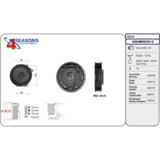 970074EMB  EMBRAGUE COMPRESOR NP 6SEL14C PV6 125MM 12V (970074)