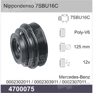 4700075  EMBRAGUE COMPRESOR DENSO 7SBU16C 12V PV6