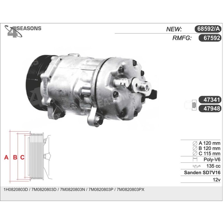 67592  COMPRESOR NUEVO SEAT/VW CADDY II/GOLF III/VENTO...