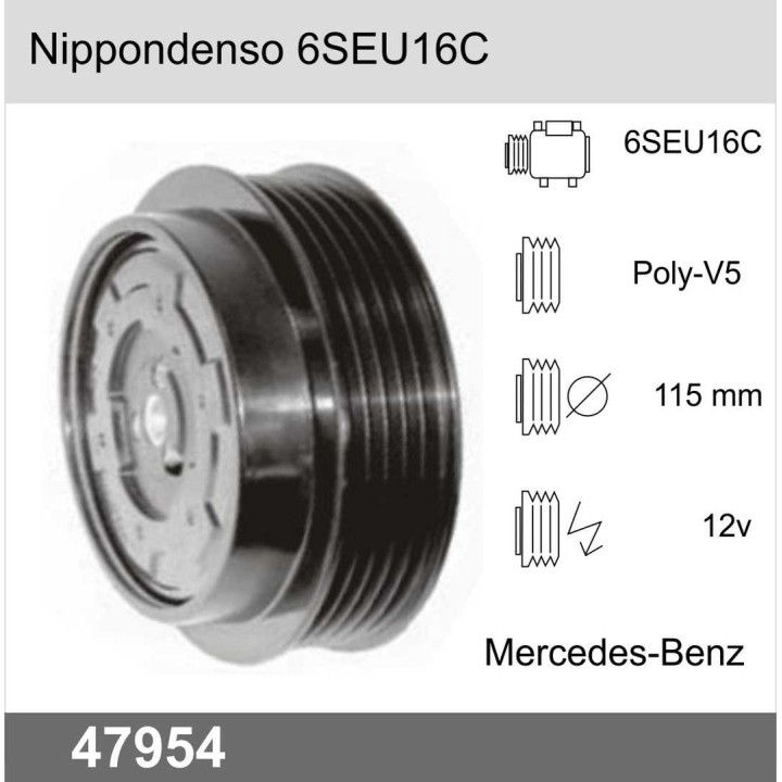 47954  EMBRAGUE COMPRESOR DENSO 6SEU16C 12V PV6