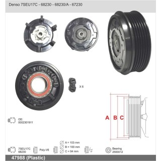 47988  EMBRAGUE COMPRESOR DENSO 7SEU17C 12V PV6