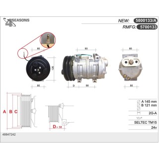5700133  COMPRESOR NUEVO AFTERMARKET Standard SELTEC TM21HD 24v