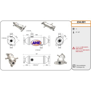 234001  EGR Cooler Smart ForTwo W451 0.8CDi 10-