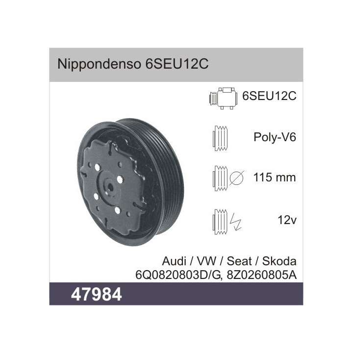 47984  EMBRAGUE COMPRESOR DENSO 6SEU12C 12V PV6