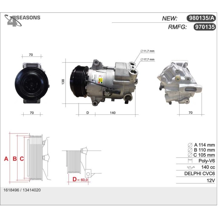 970135  CMP  OPEL Zafira 1.6CDTi/1.8 06.13-