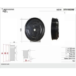 EMB CL DKV11R PV6 125MM ST5 12V 970106