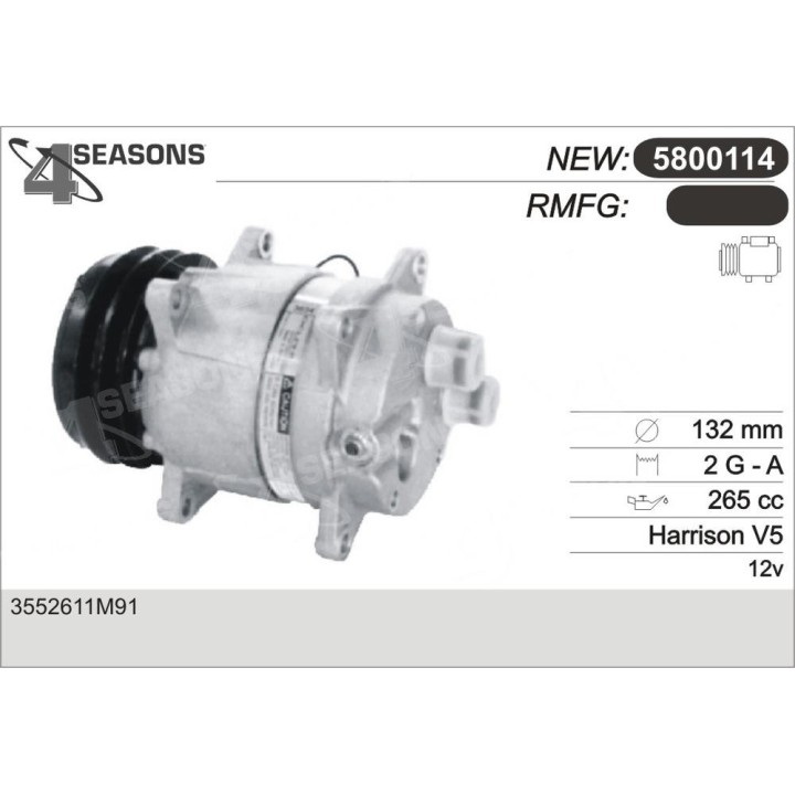 COMPRESSOR NEW DELPHI / HARRISON V5 12V  2 GROOVES