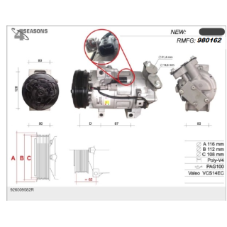 980162  COMPRESOR NUEVO RENAULT Clio IV 1.2  01.13
