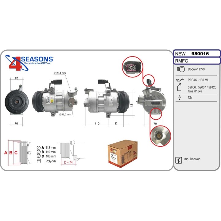 980016  SD 6V12 A/D PV6 119MM 12V V-B (VGU)